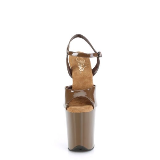 Product image of Pleaser FLAMINGO-809 Mocha Pat/Mocha 8 Inch Heel 4 Inch PF Ankle Strap Sandal