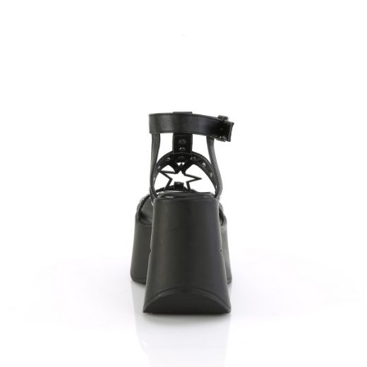 Product image of Demonia DYNAMITE-12 Blk Vegan Leather 5 Inch Star Cutout PF Wedge Wrap Around Ankle Strap Sandal