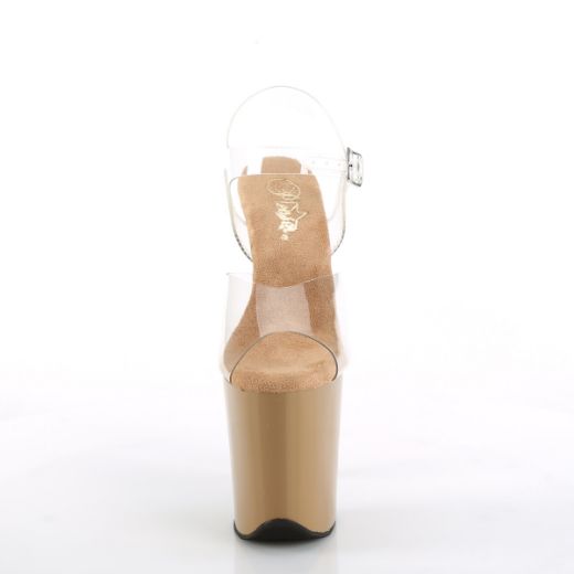 Product image of Pleaser FLAMINGO-808 Clr/Toffee 8 Inch Heel 4 Inch PF Ankle Strap Sandal