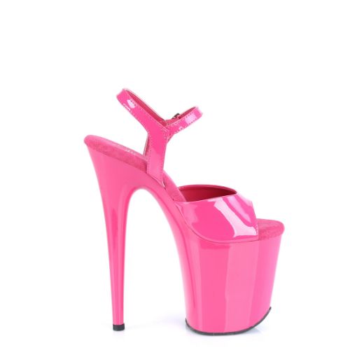 Product image of Pleaser FLAMINGO-809 H. Pink Pat/H. Pink 8 Inch Heel 4 Inch PF Ankle Strap Sandal
