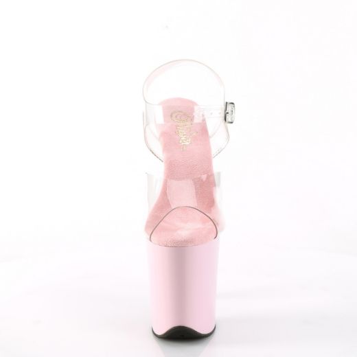 Product image of Pleaser FLAMINGO-808 Clr/B. Pink 8 Inch Heel 4 Inch PF Ankle Strap Sandal