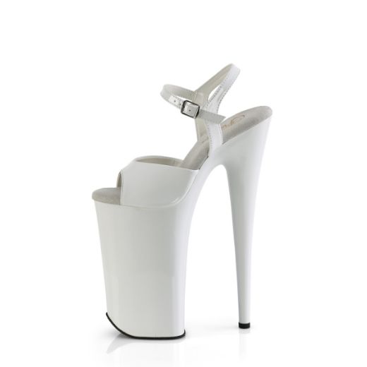 Product image of Pleaser BEYOND-009 Wht Pat/Wht 10 Inch Heel 6 1/4 Inch PF Ankle Strap Sandal