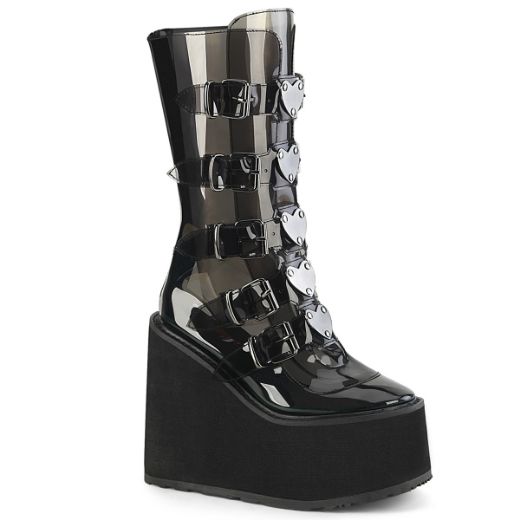 Product image of Demonia SWING-230C Smoke TPU 5 1/2 Inch PF Mid-Calf Boot w/5 Buckle Straps Back Metal Zip