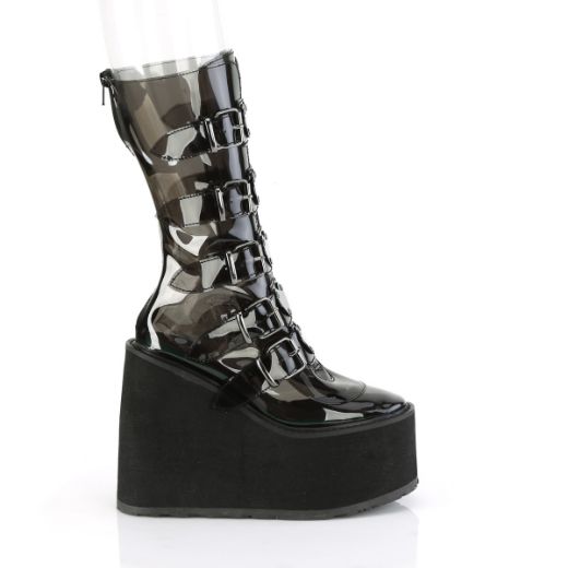Product image of Demonia SWING-230C Smoke TPU 5 1/2 Inch PF Mid-Calf Boot w/5 Buckle Straps Back Metal Zip