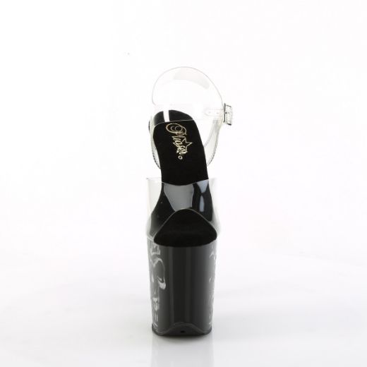 Product image of Pleaser FLAMINGO-808NLSK Clr/Blk-Multi 8 Inch Heel 4 Inch PF LED Illuminated Ankle Strap Sandal