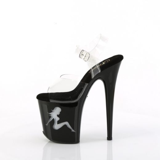 Product image of Pleaser FLAMINGO-808NLTG Clr/Blk-Multi 8 Inch Heel 4 Inch PF LED Illuminated Ankle Strap Sandal