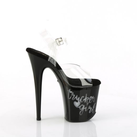 Product image of Pleaser FLAMINGO-808NLTG Clr/Blk-Multi 8 Inch Heel 4 Inch PF LED Illuminated Ankle Strap Sandal