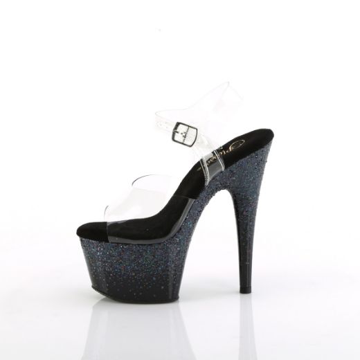 Product image of Pleaser ADORE-708SS Clr/Blk Multi Glitter 7 Inch Heel 2 3/4 Inch PF Ankle Strap Sandal