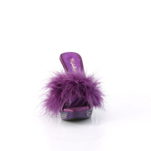 Product image of Fabulicious ELEGANT-401F Purple Marabou-Faux Leather/Purple 4 1/2 Inch Heel 1 Inch PF Marabou Fur Slipper