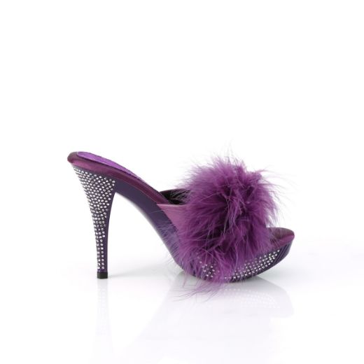 Product image of Fabulicious ELEGANT-401F Purple Marabou-Faux Leather/Purple 4 1/2 Inch Heel 1 Inch PF Marabou Fur Slipper