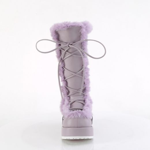Product image of Demonia CUBBY-311 Lavender Vegan Leather 2 3/4 Inch Platform Lace-Up Mid-Calf Boot Side Zip