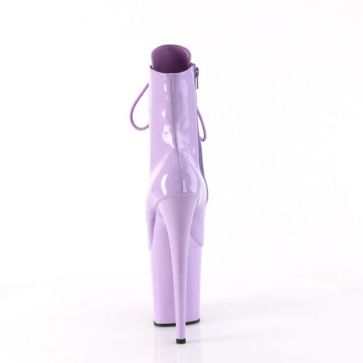 Product image of Pleaser FLAMINGO-1020 Lavender Pat/Lavender 8 Inch Heel 4 Inch PF Lace-Up Front Ankle Boot Side Zip