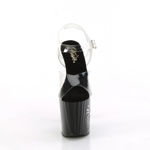 Product image of Pleaser ENCHANT-708LT-PINWHE Clr/Blk-Slv Glitter 7 1/2 Inch Heel 3 1/2 Inch PF LED Illuminated Ankle Strap Sandal