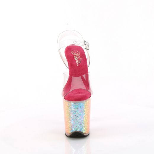 Product image of Pleaser FLAMINGO-808RG-02 Clr/Rainbow Confetti 8 Inch Heel 4 Inch PF Ankle Strap Sandal
