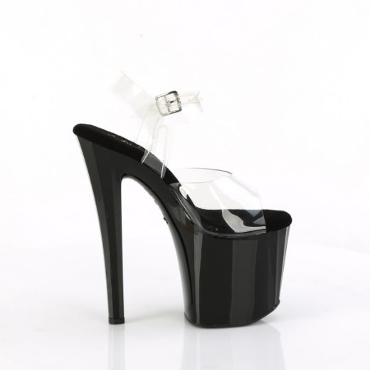 Product image of Pleaser ENCHANT-708LT-STAR Clr/Blk-Slv Glitter 7 1/2 Inch Heel 3 1/2 Inch PF LED Illuminated Ankle Strap Sandal