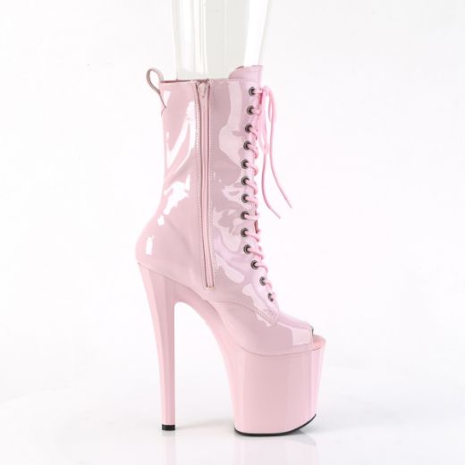 Product image of Pleaser ENCHANT-1041 B. Pink Pat/B. Pink 7 1/2 Inch Heel 3 1/2 Inch PF Peep Toe Ankle Boot Side Zip