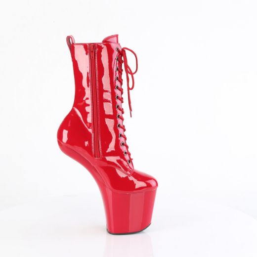 Product image of Pleaser CRAZE-1040 Red Pat/Red 8 Inch Heelless 3 Inch PF Lace-Up Front Ankle Boot Inside Zip