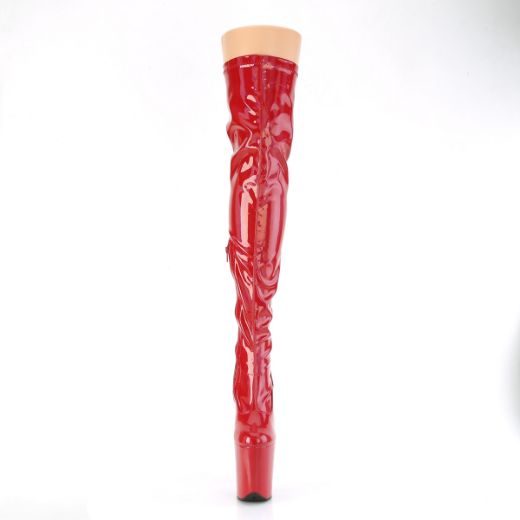 Product image of Pleaser FLAMINGO-3000HWR Red Str. Holo/Red Holo 8 Inch Heel 4 Inch PF Stretch Thigh Boot Side Zip