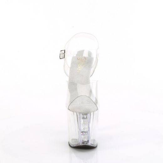 Product image of Pleaser ENCHANT-708AQUA-02 Clr/Clr-Slv 8 Inch Heel 3 3/4 Inch PF Ankle Strap Sandal