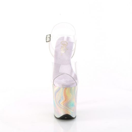 Product image of Pleaser FLAMINGO-808CRF Clr/Lavender Multi Glitters 8 Inch Heel 4 Inch PF Ankle Strap Sandal