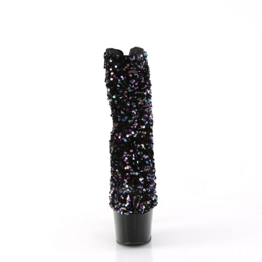 Product image of Pleaser ADORE-1042SQ Blk Multi Sequins/Blk 7 Inch Heel 2 3/4 Inch PF Sequins Ankle Boot Inside Zip