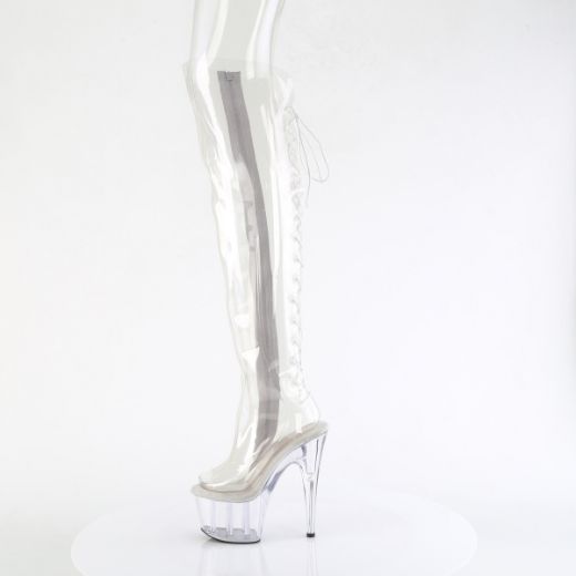 Product image of Pleaser ADORE-3019C Clr TPU/Clr 7 Inch Heel 2 3/4 Inch PF Open Toe/Over-The-Knee Boot Side Zip