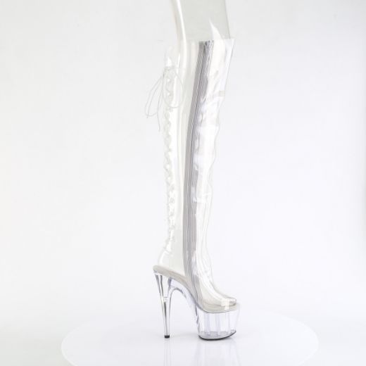 Product image of Pleaser ADORE-3019C Clr TPU/Clr 7 Inch Heel 2 3/4 Inch PF Open Toe/Over-The-Knee Boot Side Zip