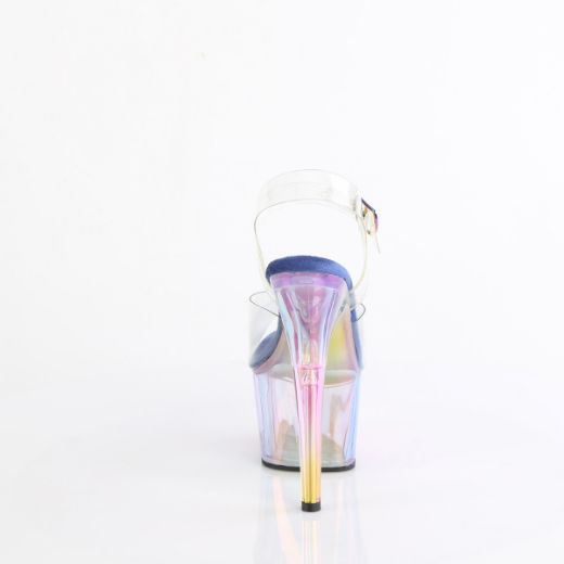 Product image of Pleaser ADORE-708HT Clr/Blue Multi Tinted 7 Inch Heel 2 3/4 Inch Tinted PF Ankle Strap Sandal