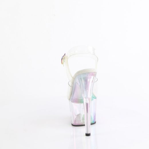 Product image of Pleaser ADORE-708HT Clr/Holo Tinted 7 Inch Heel 2 3/4 Inch Tinted PF Ankle Strap Sandal