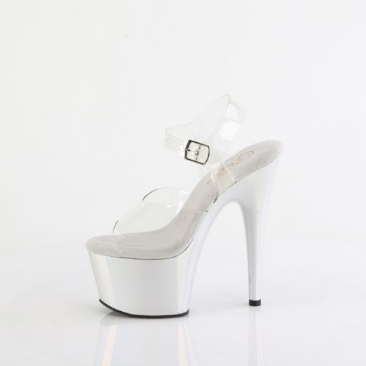 Product image of Pleaser ADORE-708LQ Clr/Liquid Slv Hologram 7 Inch Heel 2 3/4 Inch PF Ankle Strap Sandal