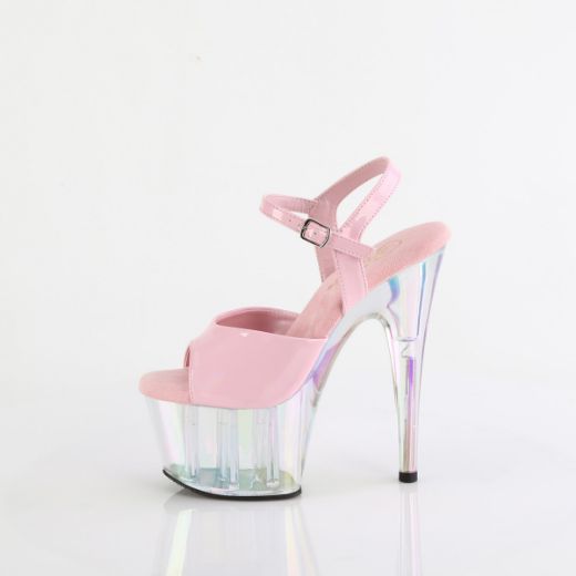 Product image of Pleaser ADORE-709HT B. Pink Holo/Holo Tinted 7 Inch Heel 2 3/4 Inch Tinted PF Ankle Strap Sandal