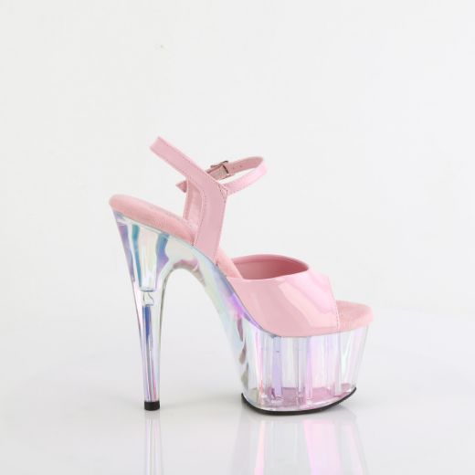 Product image of Pleaser ADORE-709HT B. Pink Holo/Holo Tinted 7 Inch Heel 2 3/4 Inch Tinted PF Ankle Strap Sandal