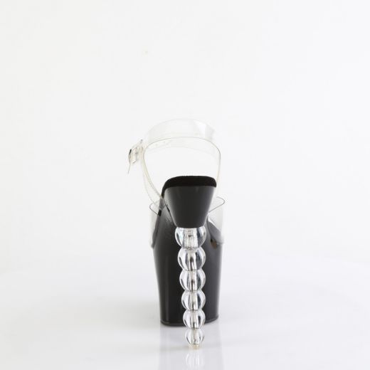 Product image of Pleaser BLISS-708 Clr/Blk-Clr 7 Inch Beaded Heel 3 1/4 Inch PF Ankle Strap Sandal