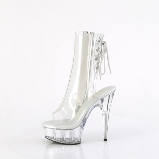 Product image of Pleaser DELIGHT-1018C Clr/Clr 6 Inch Heel 1 3/4 Inch PF Open Toe/Heel Ankle Boot Side Zip