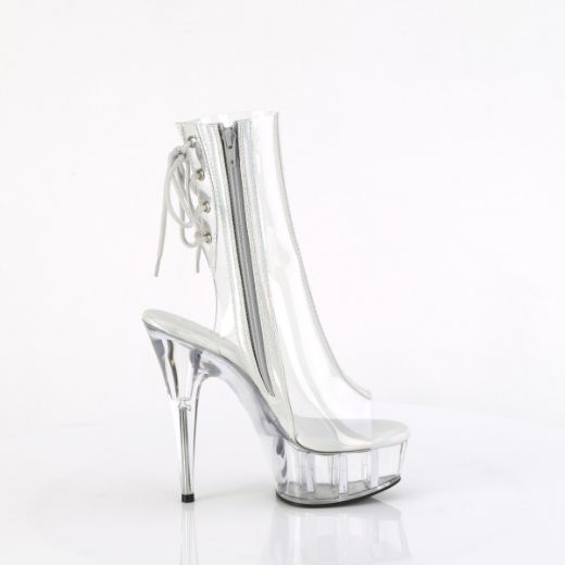 Product image of Pleaser DELIGHT-1018C Clr/Clr 6 Inch Heel 1 3/4 Inch PF Open Toe/Heel Ankle Boot Side Zip