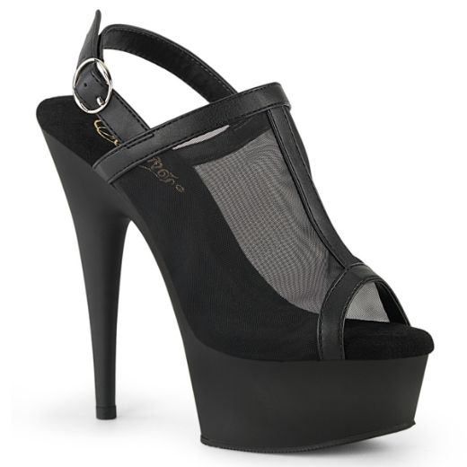 Product image of Pleaser DELIGHT-636 Blk Faux Le-Mesh/Blk Matte 6 Inch Heel 1 3/4 Inch PF Mesh Sling Back Sandal