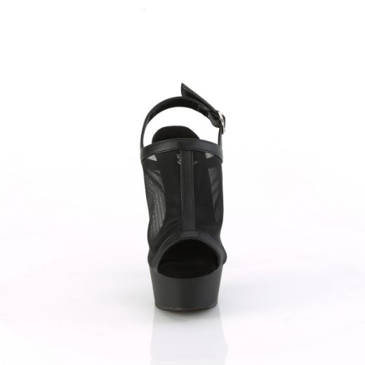Product image of Pleaser DELIGHT-636 Blk Faux Le-Mesh/Blk Matte 6 Inch Heel 1 3/4 Inch PF Mesh Sling Back Sandal