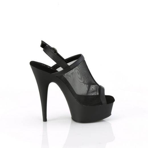 Product image of Pleaser DELIGHT-636 Blk Faux Le-Mesh/Blk Matte 6 Inch Heel 1 3/4 Inch PF Mesh Sling Back Sandal