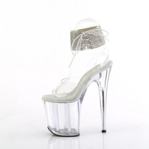 Product image of Pleaser FLAMINGO-891-2RS Clr/Clr 8 Inch Heel 4 Inch PF Rhinestoned Ankle Cuff Sandal