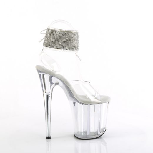 Product image of Pleaser FLAMINGO-891-2RS Clr/Clr 8 Inch Heel 4 Inch PF Rhinestoned Ankle Cuff Sandal