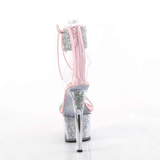 Product image of Pleaser SKY-327RSI Slv Multi RS-B. Pink/Slv RS 7 Inch Heel 2 3/4 Inch PF Ankle Cuff Sandal w/RS Back Zip
