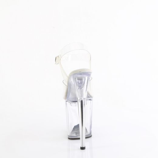 Product image of Pleaser TREASURE-808FLA Clr/Clr 8 Inch Heel 4 Inch PF Ankle Strap Sandal w/Accessible Compartment