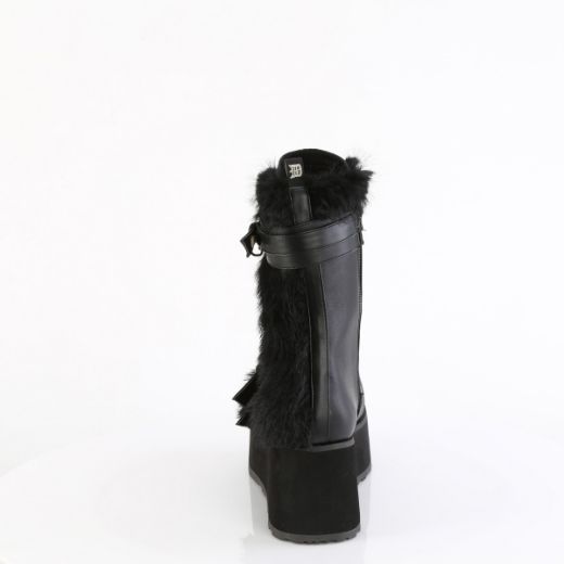 Product image of Demonia TRASHVILLE-218 Blk Vegan Leather-Faux Fur 3 1/4 Inch PF Lace-Up Mid-Calf Boot Side Zip