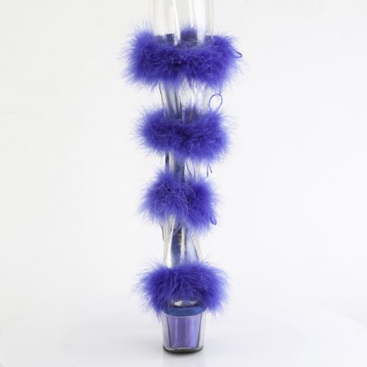 Product image of Pleaser ADORE-728F Clr-Royal Blue Fur/M 7 Inch Heel 2 3/4 Inch PF Marabou Fur Sandal Back Zip