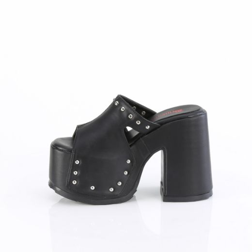 Product image of Demonia CAMEL-109 Blk Vegan Leather 5 Inch Chunky Heel 3 Inch Platform Slide