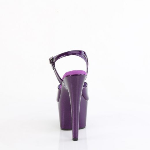 Product image of Pleaser ADORE-709GP Purple Glitter Pat/M 7 Inch Heel 2 3/4 Inch PF Ankle Strap Sandal