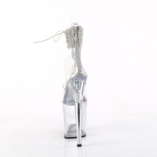 Product image of Pleaser FLAMINGO-824RS Clr/Clr 8 Inch Heel 4 Inch PF Rhinestoned Ankle Cuff Sandal Back Zip