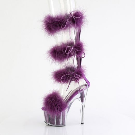 Product image of Pleaser ADORE-728F Clr-Purple Fur/M 7 Inch Heel 2 3/4 Inch PF Marabou Fur Sandal Back Zip