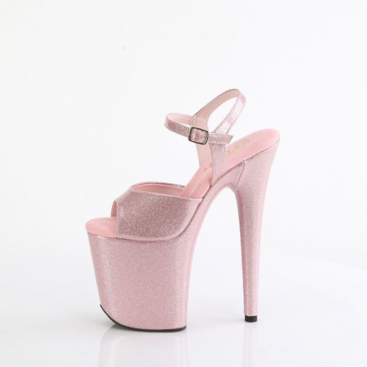 Product image of Pleaser FLAMINGO-809GP B. Pink Glitter Pat/M 8 Inch Heel 4 Inch PF Ankle Strap Sandal