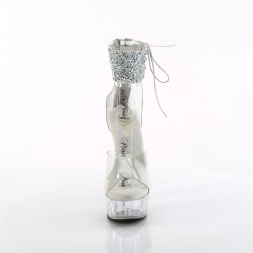 Product image of Pleaser DELIGHT-624RS-02 Clr-Slv AB RS/Clr 6 Inch Heel 1 3/4 Inch PF RS Ankle Cuff Sandal Back Zip